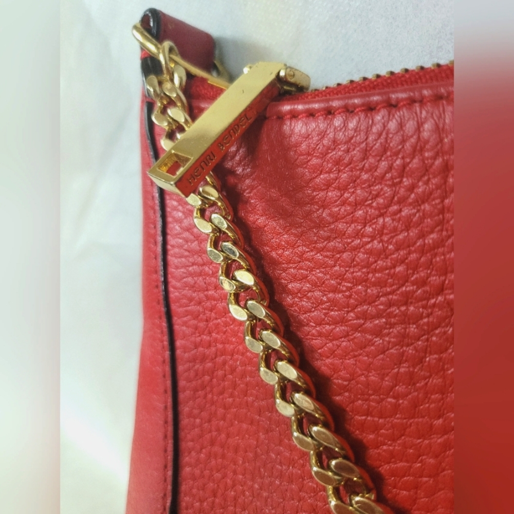 Henri Bendel Red Leather Chain Shoulder Bag - Picture 6 of 12